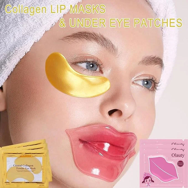 30 Pairs Lip Masks & Eye Mask for Mothers Day Gifts, 24K Gold Gel Under Eye Patches for Puffy Eyes, Crystal Collagen Moist...