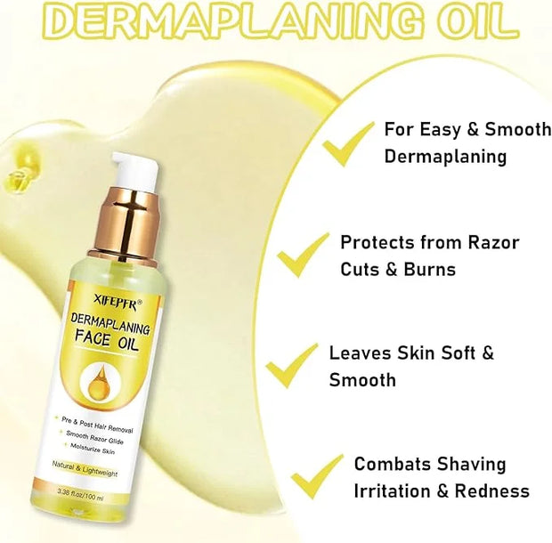 Dermaplaning Kit, Dermaplane Oil with Dermaplaning Tools, Shave Oil for Women, Softens Area Pre Shave & After Shave, Use w...
