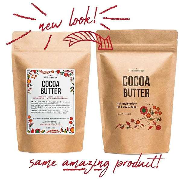 Better Shea Butter Raw Cocoa Butter - Unrefined, 100% Pure, Food Grade - Use for Cocoa Lip Balm, Stretch Marks Cream, Caca...