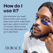 HORACE Anti-Fatigue Under-Eye Patches for Men - Dark Circle and Puffiness Reduction - Moisturising & Refreshing Hydrogel T...