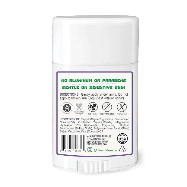 Fresh Monster Natural Deodorant for Kids and Teens I Aluminum-Free, Paraben-Free and Hypoallergenic I Dermatologist Tested...