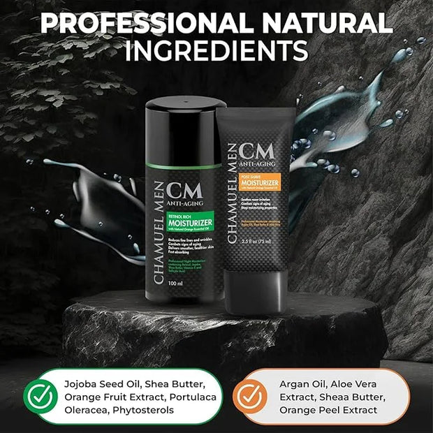 Day & Night Skincare Set for Men | Includes Anti-aging Post Shave Moisturizer + Night Moisturizer w/Retinol. The Essential...