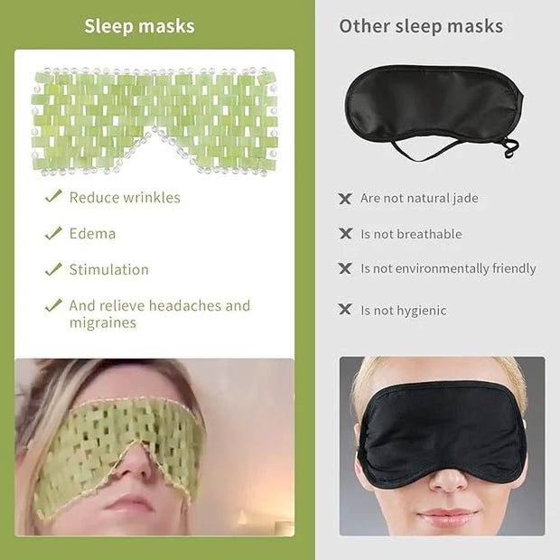 Jade Eye Mask, Facial Cooling Mask with 100% Real Jade for Hot & Cold Therapy to Reduce Wrinkles, Puffiness, Migraines, an...