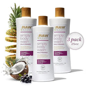 RAW SUGAR Simply Body Wash - Pineapple + Maqui Berry + Coconut, Moisturizing & Brightening Bath & Shower Gel, Sulfate-Free...