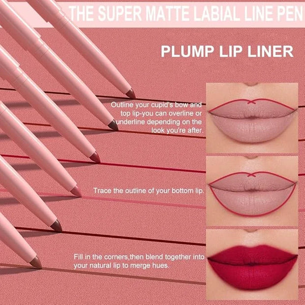 evpct Ruby Red Matte Creamy Retractable Lip Liner Pencils for Shaping & Sculpting Lips, Lip Pencils for Women Long Lasting...