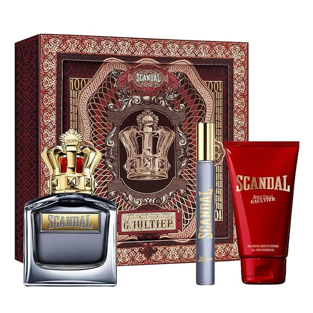 Jean Paul Gaultier Scandal 3-Piece Set for Men (3.4 Oz Eau De Toilette Spray + 2.5 Oz Shower Gel + 0.34 Oz Eau De Toilette...