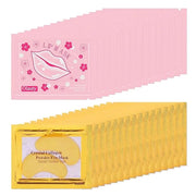30 Pairs 24K Gold Lip & Under Eye Mask Set - Hydrating Gel Pads for Dry Lips & Dark Circles | Skincare with Hyaluronic Aci...