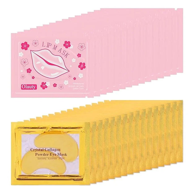 30 Pairs 24K Gold Lip & Under Eye Mask Set - Hydrating Gel Pads for Dry Lips & Dark Circles | Skincare with Hyaluronic Aci...