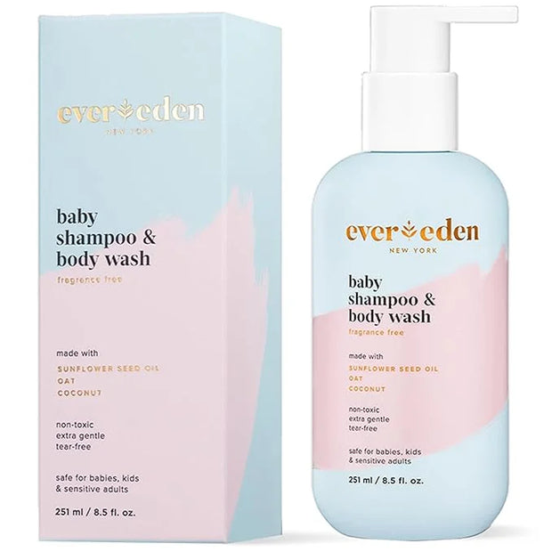 Evereden Baby Shampoo & Body Wash 2-in-1, 8.5 fl oz | Gentle, Non-Toxic, Fragrance-Free, Hydrating Formula for Sensitive S...