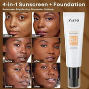Tinted Face Sunscreen, SPF 50 Sunscreen for Face, Hydrating Sun Essence, Concealer Sunscreen, Lightweight Travel Size Agai...