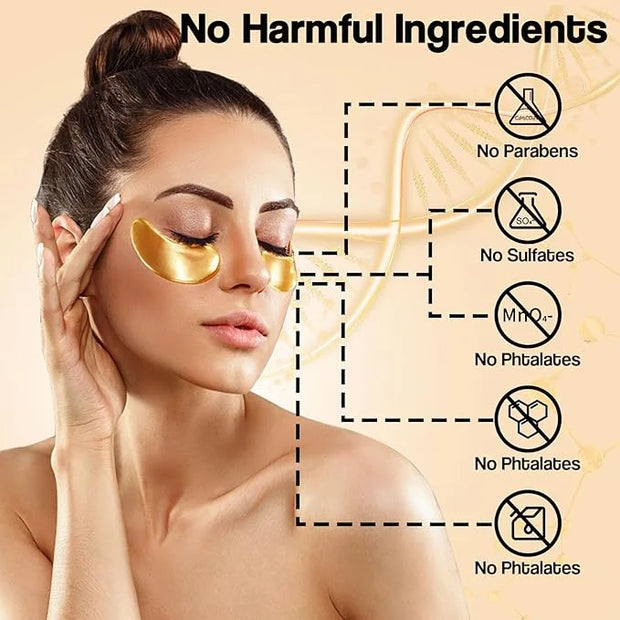 24K Gold Eye Mask (120PCS) – Gold Eye Patches for Puffy Eyes & Dark Circles, 24K Gold Under Eye Masks for Dark Circles and...