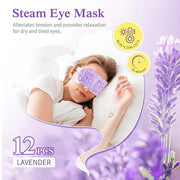 Steam Eye Mask, 12 Pack Lavender Heated Eye Masks, Disposable Moist Heat Compress for Dry Eyes, Warm Sleep Eye Mask for Pu...