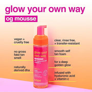 b.tan Clear Self Tanner Foam | Glow Your Own Way - Rinse Free, Best 1 Hour Express Sunless Tanning Water Mousse, Dark, No ...