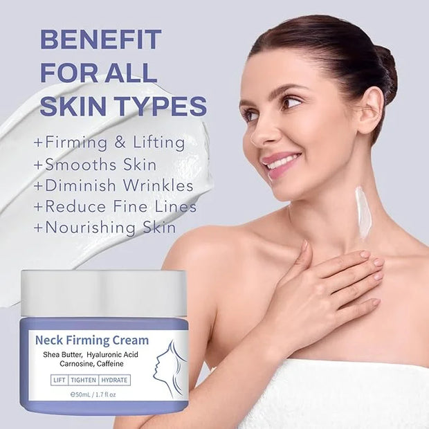 Neck Firming Cream, Tighten and Lift Neck Cream for Crepey Skin, Anti-Aging Neck & Décolleté Cream, Smooth & Tight Sagging...