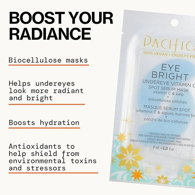 Pacifica Undereye Spot Serum Mask – Bright Eye Vitamin C Mask for Dark Circles & Hydration, Brightening Under Eye Treatmen...
