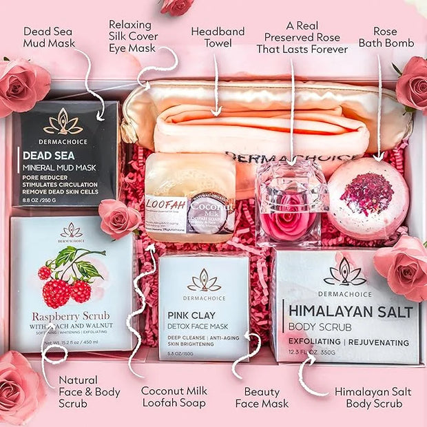 Luxury Spa Gift Set for Women - 9 Piece Self Care Package with Full Size Products, Plant-Based Superfoods, Minerals & Vita...