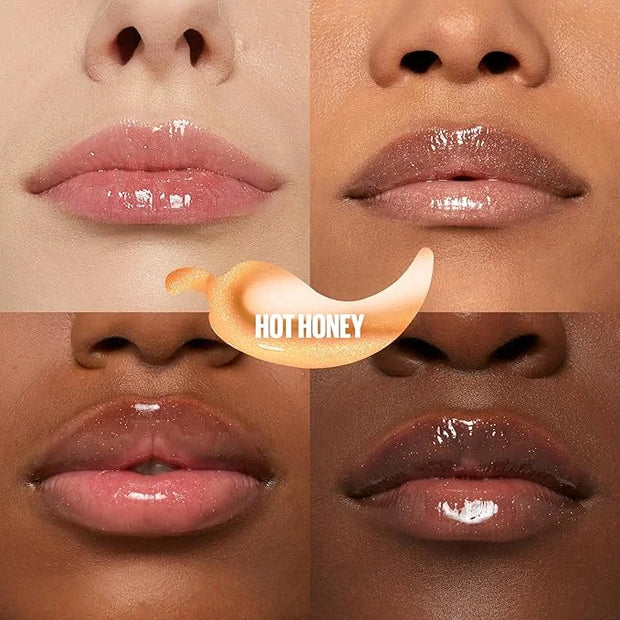 MAYBELLINE Lifter Gloss Lifter Plump, Plumping Lip Gloss with Chili Pepper and 5% Maxi-Lip, Hot Honey, Clear with Pink and...