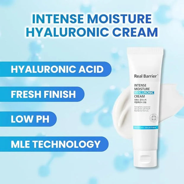 Real Barrier | Intense Moisture Hyaluronic Cream | Panthenol Skin Barrier Repair Face Cream | Hyaluronic Acid Moisturizing...