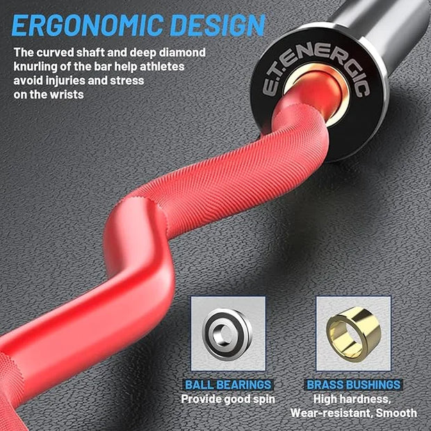 47" Olympic EZ Curl Bar 500-lbs Capacity Steel 2" Barbell - Product Image