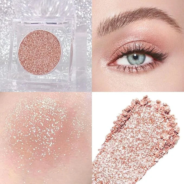 Monochrome Pressed Eyeshadow, Waterproof Neutral Powde Mini Shimmer Rose Gold Brown Eyeshadow, sombras para ojos, Talc, Pa...