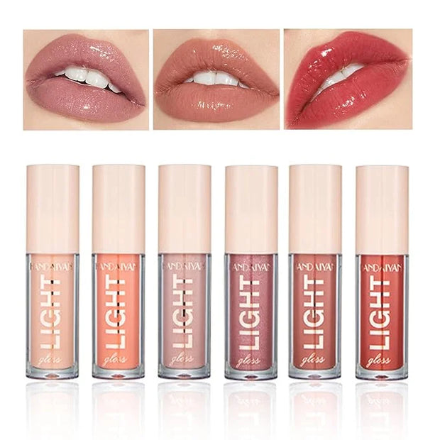 CAHIUYOA Light Lipgloss 6PCS Lip Gloss Set,Nude Pink Lip Gloss Kit Shine Glossy and Moisturizing,Lip Plumping Lip Gloss Pa...