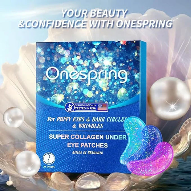 Eye Gel Pads (24 Pairs) - Under Eye Patches for Puffy Eyes, Wrinkles, Dark Circles, Natural Collagen Eye Gels, Under Eye M...