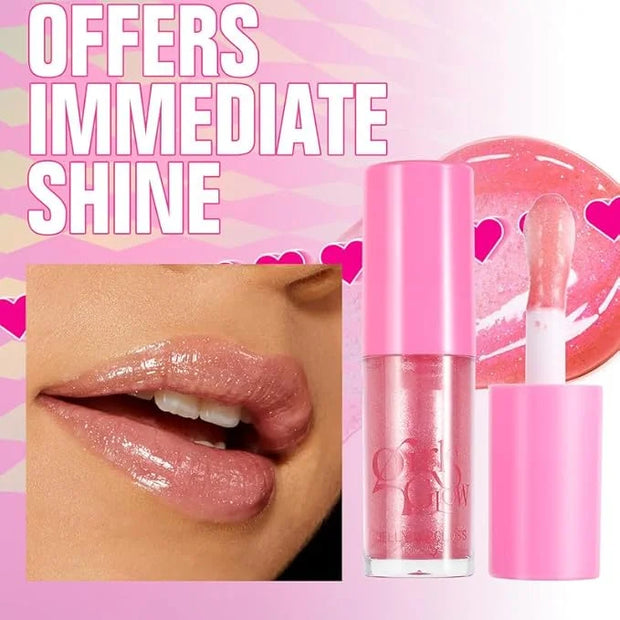 Jelly Glow Lip Oil Gloss, Long-Lasting Hydrating Non-Sticky Glow