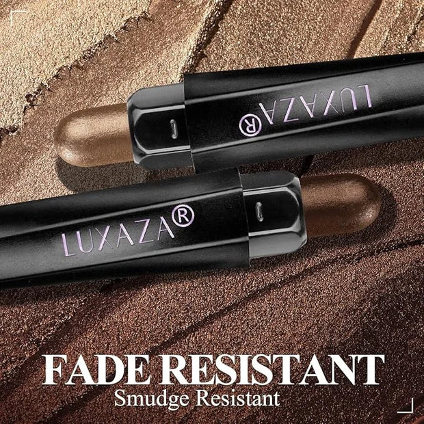 3Pcs Eyeshadow Stick Set, Matte And Shimmer Creamy Brown Gold Nude Shadow Pencil, Waterproof Long Lasting Smoky Eye Makeup...
