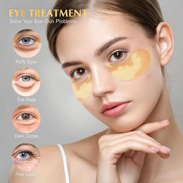 Enaskin Naturals Under Eye Patches Dark Circles Under Eye Masks for Puffiness - 24K Gold Eye Gel Pads Retinol Collagen Hya...