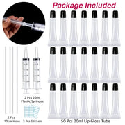 AMORIX 50PCS Lip Gloss Tubes 20ml Black Cap Lip Gloss Containers Empty Lip Balm Tubes Cosmetic Lipgloss Tubes + 2 x 20ml S...