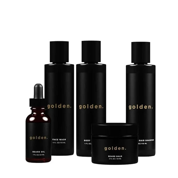 Golden Grooming Co. Everyday Grooming Bundle for Textured Hair & Melanin-Rich Skin | Essential Beard & Skincare Kit with B...