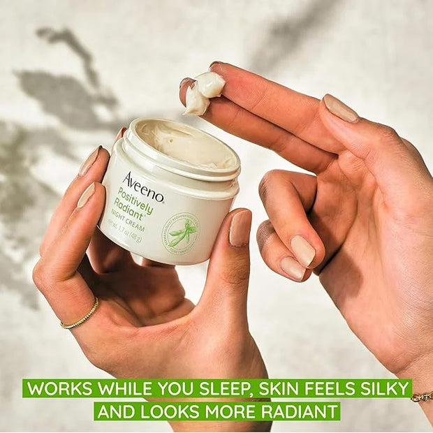 Aveeno Positively Radiant Moisturizing Face & Neck Night Cream with Tone Correcting Soy & Niacinamide, Night Cream Targets...