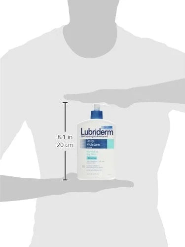 Lubriderm Daily Moisture Body Lotion for Sensitive, Dry Skin, Enriched with Vitamin B5, Dye and Lanolin Free, Unscented an...