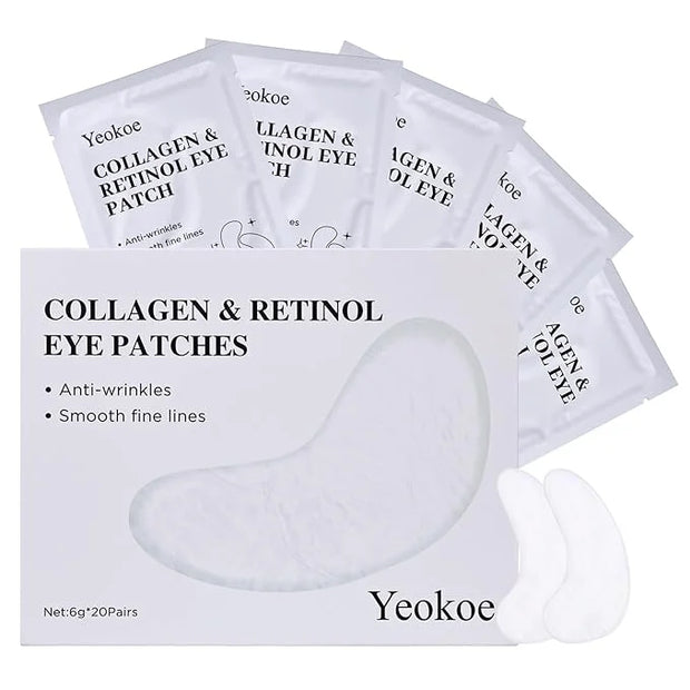 Under Eye Patches for Dark Circles,Puffy Eyes,20 Pairs Face Masks SkinCare With Collagen and Retinol for Anti wrinkles Smo...
