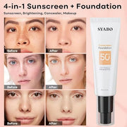 Tinted Sunscreen for Face, SPF 50 Face Sunscreen, Hydrating Sun Essence, Concealer Sunscreen, Lightweight Travel Size Agai...