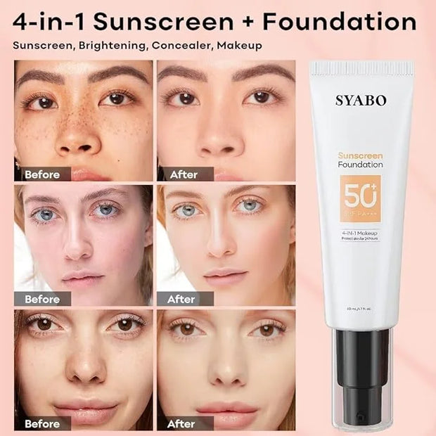Tinted Sunscreen for Face, SPF 50 Face Sunscreen, Hydrating Sun Essence, Concealer Sunscreen, Lightweight Travel Size Agai...