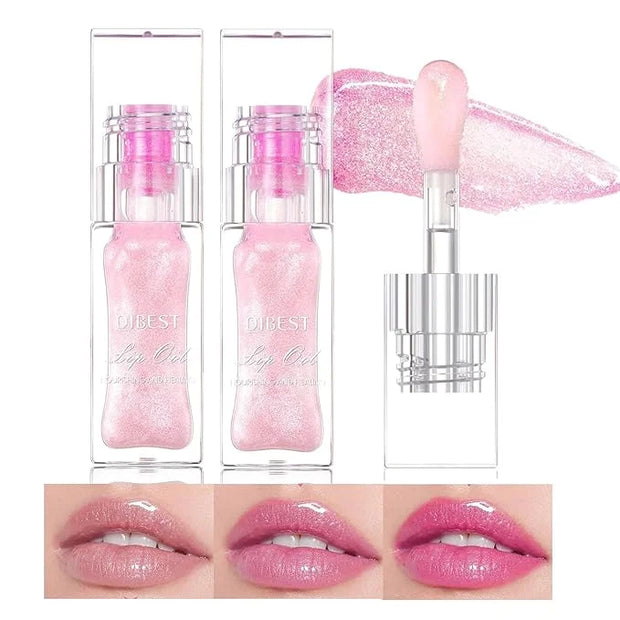 2PCS Color Changing Moisturizing Lip Glow Oil，Long Lasting Lip Glow Oil Non-sticky Warm Change Glitter Lip Tint， Tinted fo...