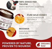 Beef Tallow for Skin, 4 Pack (17.2 fl oz) - Whipped Grass-Fed Moisturizer with Wild Honey & Beeswax, Natural Face & Body C...