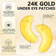 Under Eye Patches (30 Pairs) - 24K Gold Under Eye Mask Enriched with Collagen Reduce Dark Circles, Puffy Eyes, Undereye Ba...