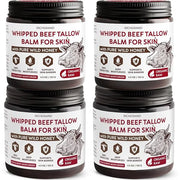 Beef Tallow for Skin, 4 Pack (17.2 fl oz) - Whipped Grass-Fed Moisturizer with Wild Honey & Beeswax, Natural Face & Body C...
