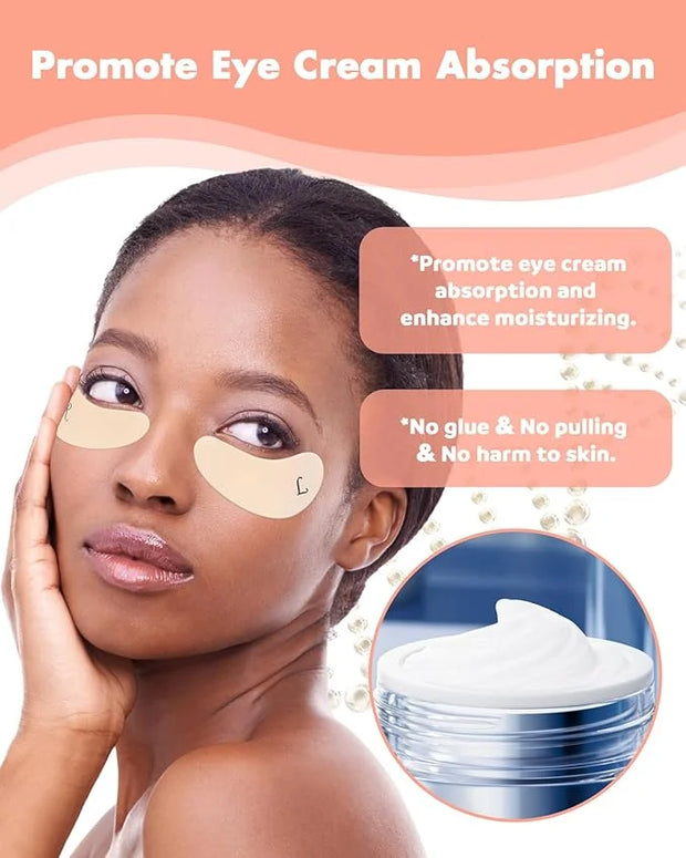 2 Pairs Reusable Under Eye Wrinkle Patches Silicone Mask, Plump Fine Lines & Wrinkles, with Metal Eye Cream Applicator, Ti...