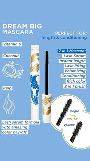 Pacifica Dream Big Mascara – Black Magic 7-in-1 Lash Extending Mascara, Twist-Adjust Brush for Length & Volume, Lash Serum...