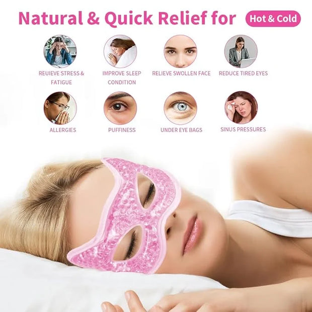 Cooling Eye Mask, Gel Eye Mask Hot Cold Use, Cold Eye Mask for Puffy Eyes, Dry Eyes, Headaches, Migraines, Sinus, Dark Cir...