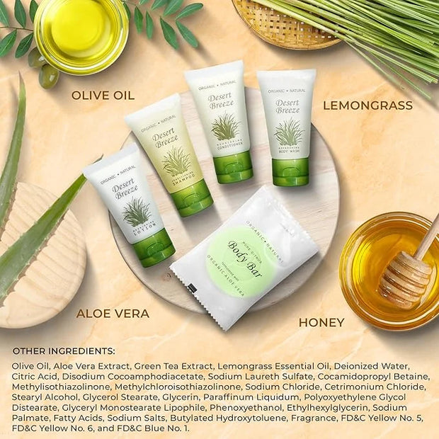 Terra Pure Desert Breeze Hotel Soaps & Toiletries Bulk Set | 1-Shoppe Amenities Kit | 1oz Shampoo & Conditioner, Body Wash...