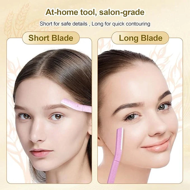 Eco-Friendly Women's Dermaplaning Razor - Multipurpose Exfoliating Tool with Anti-Cut Blades & Biodegradable Handle for Si...