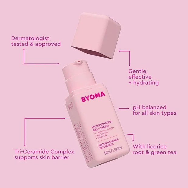 BYOMA Moisturizing Gel Cream - Barrier Repair Cream/Gel Face Lotion with Niacinamide and Green Tea - Ceramide Face Moistur...
