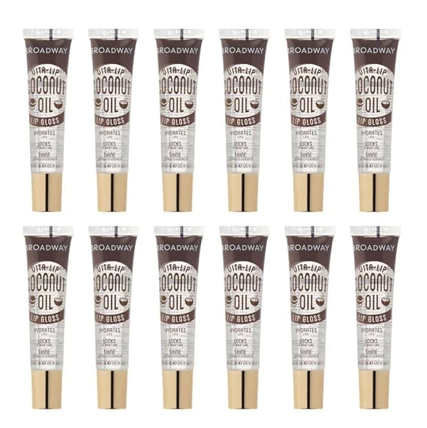 Ruby Kisses Broadway Vita-Lip Clear Lip Gloss (Coconut Oil 12 Pack), Ultra-Hydrating & Soothing Formula with Vitamin Oils,...