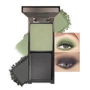 Green Black Two Color Matte Shimmer Glitter Eyeshadow,Bright High Pigment Eye Shadow Powder,Professional Long-Lasting Wate...