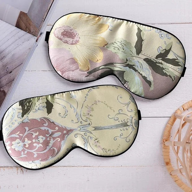 Maxfeel 100% Pure Silk Eye Mask Sleep Eye Mask Eye Cover Eyeshade Sleeping Eye Mask Floral Colors (#28) - Product Image