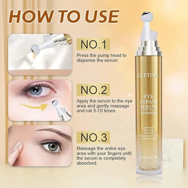 5% Caffeine Eye Serum With Roller For Dark Circles & Puffiness Bags Under Eye Treatment- Caffeine Eye Cream with 360° Mass...